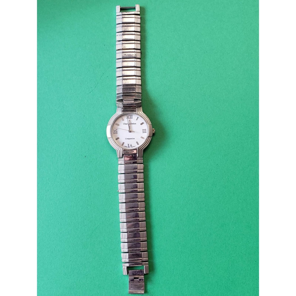 Vintage men's Charles Delon silver band watch Companion 3861